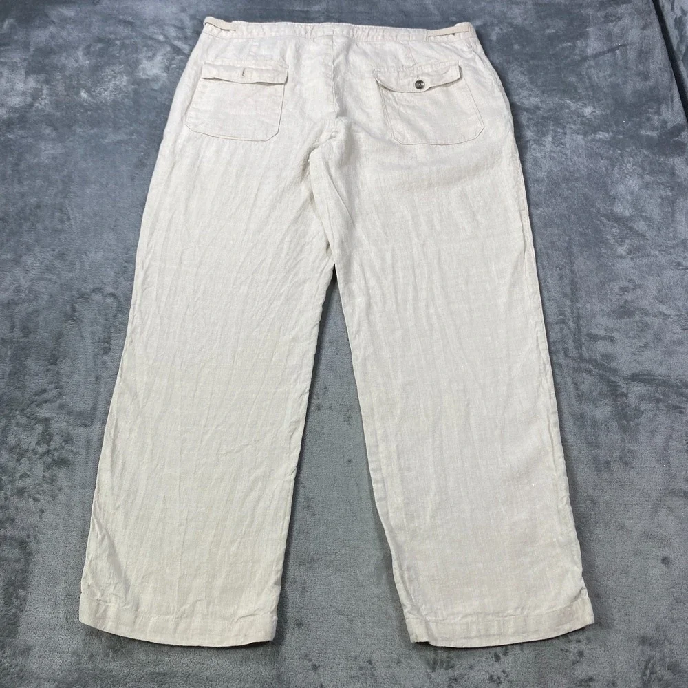 Tasso Elba 100% Linen Pants Lightweight 36x27 Mens Beige Beach Vacation Chino